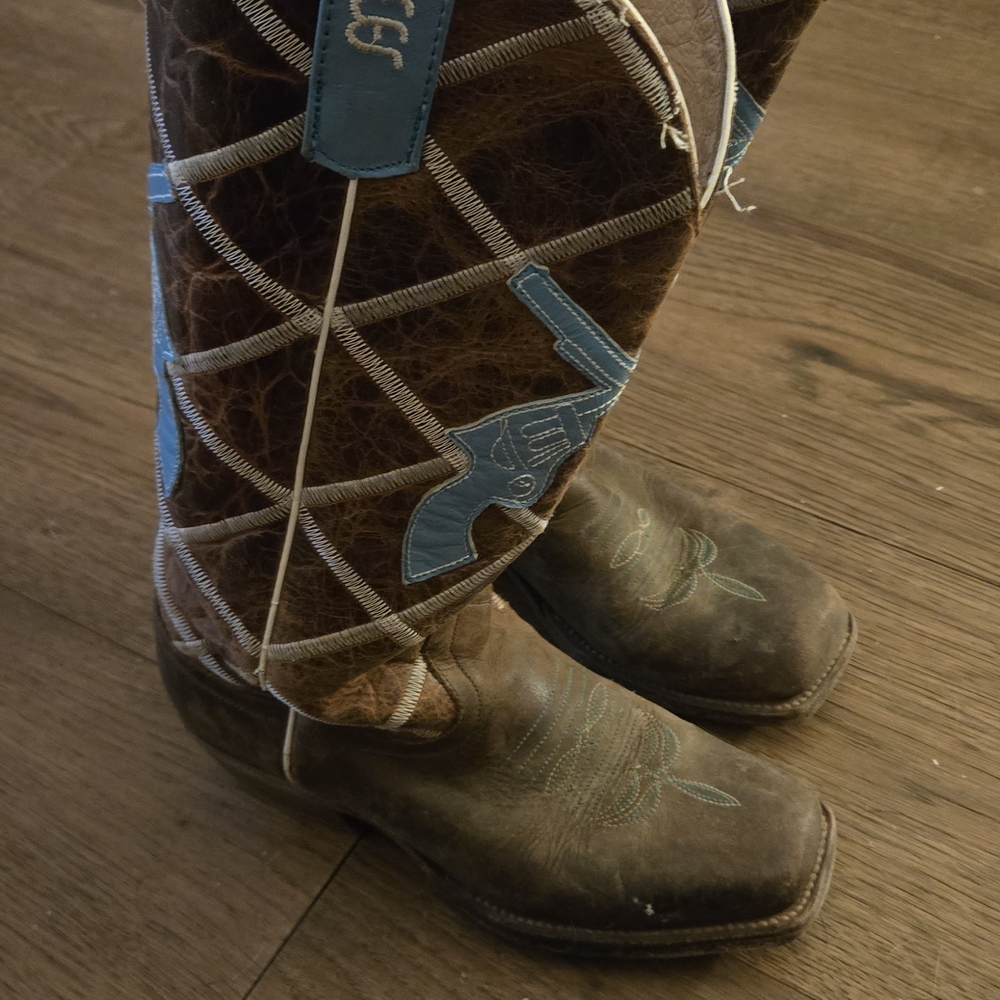 Brown and Blue Western Boots